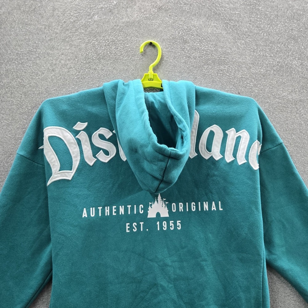 Disney Men Hoodie L Blue Embroidered Spirit Jersey Fleece Arch Disneyland READ